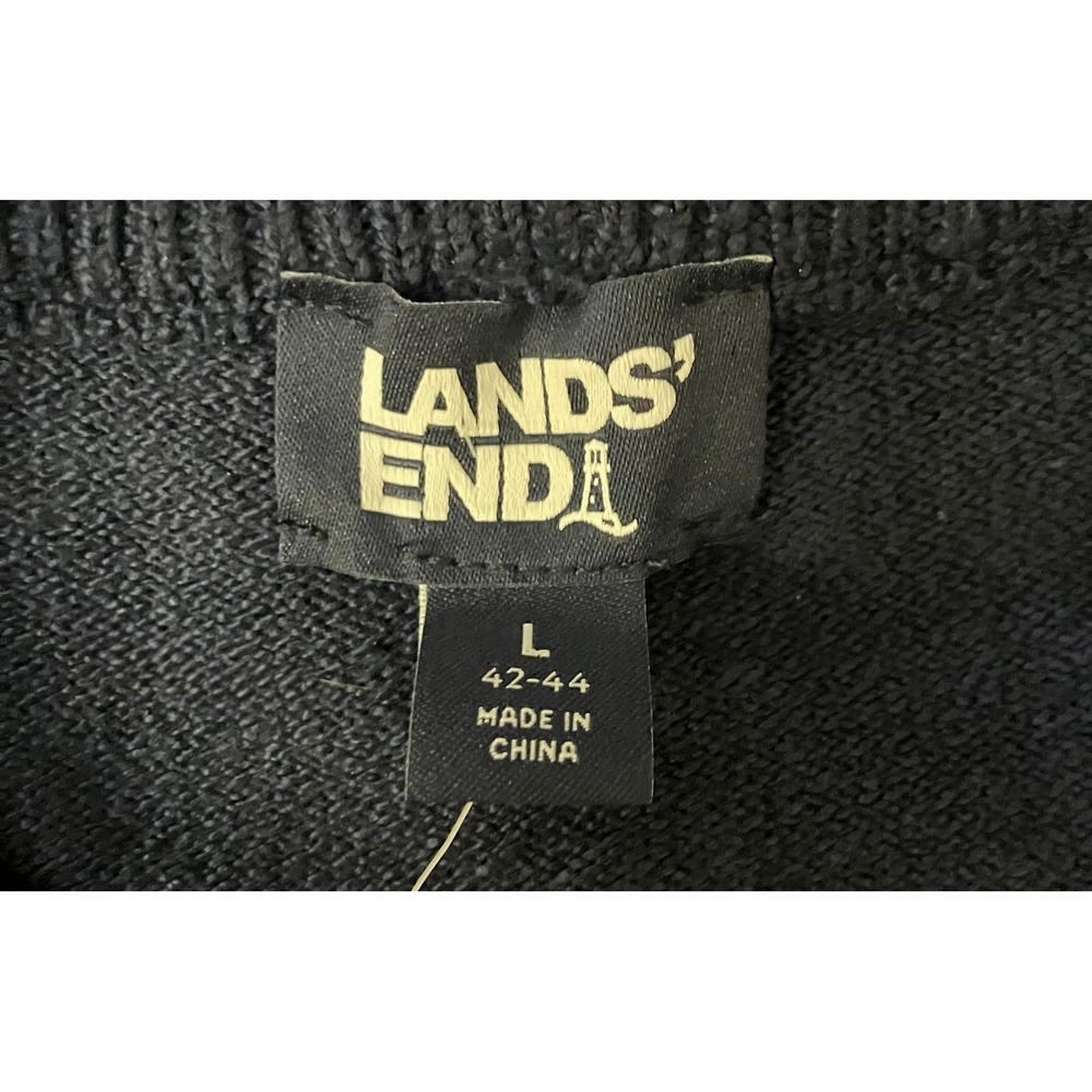 NWT Lands End Polar Bear Fair Isle Sweater Navy Large - Picture 3 of 4